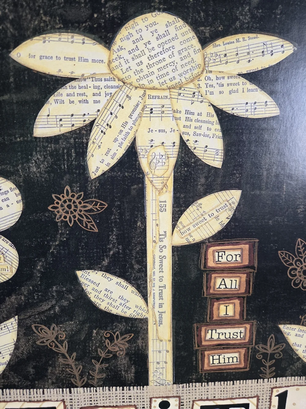 Music Sheet Flower Wall Art With Faith Based Sayings